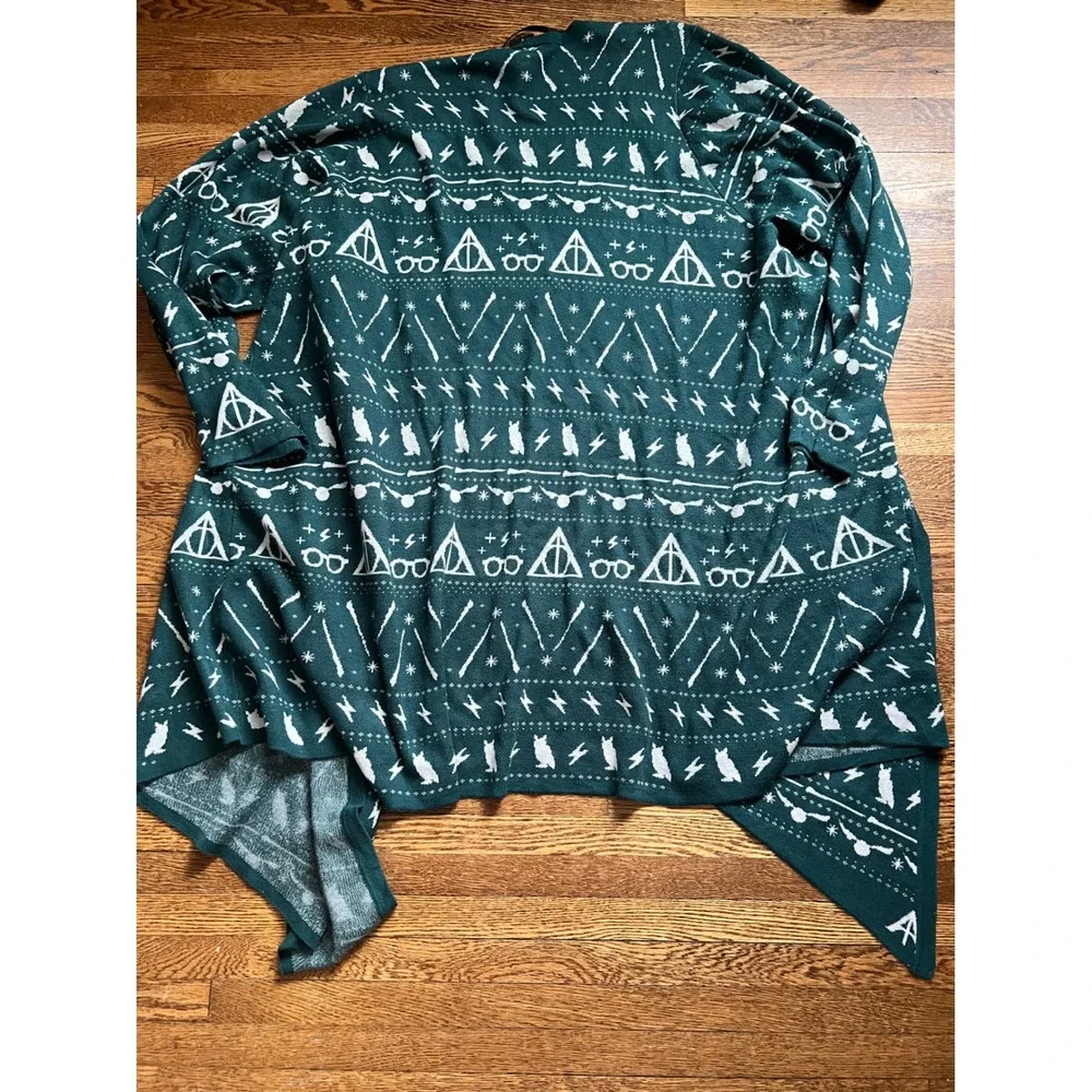 Torrid Harry Potter Green Fair Isle Cardigan Deathly Hallows Plus Size 5 5X